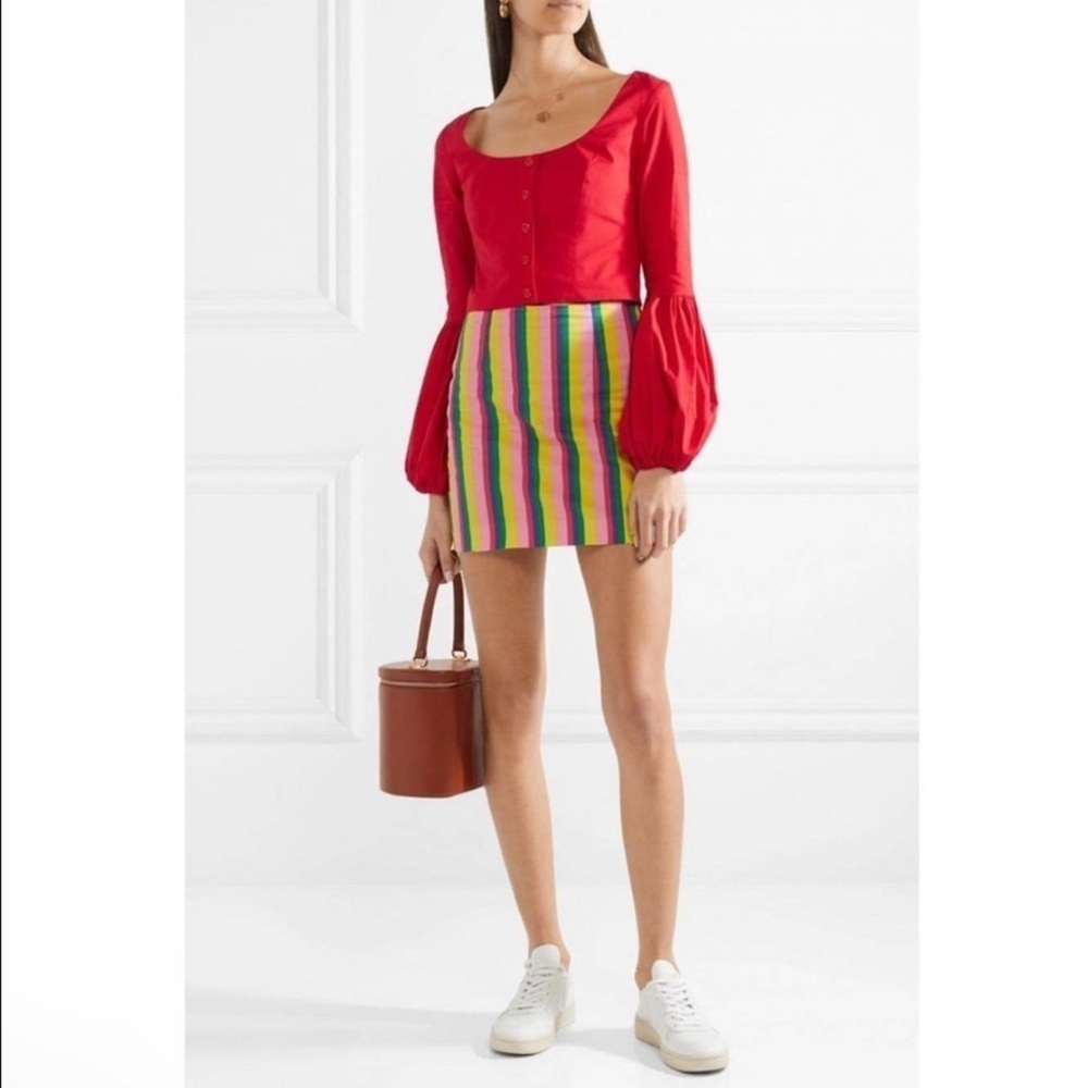 STAUD Panda Rainbow Stripe Cotton Mini Skirt 2